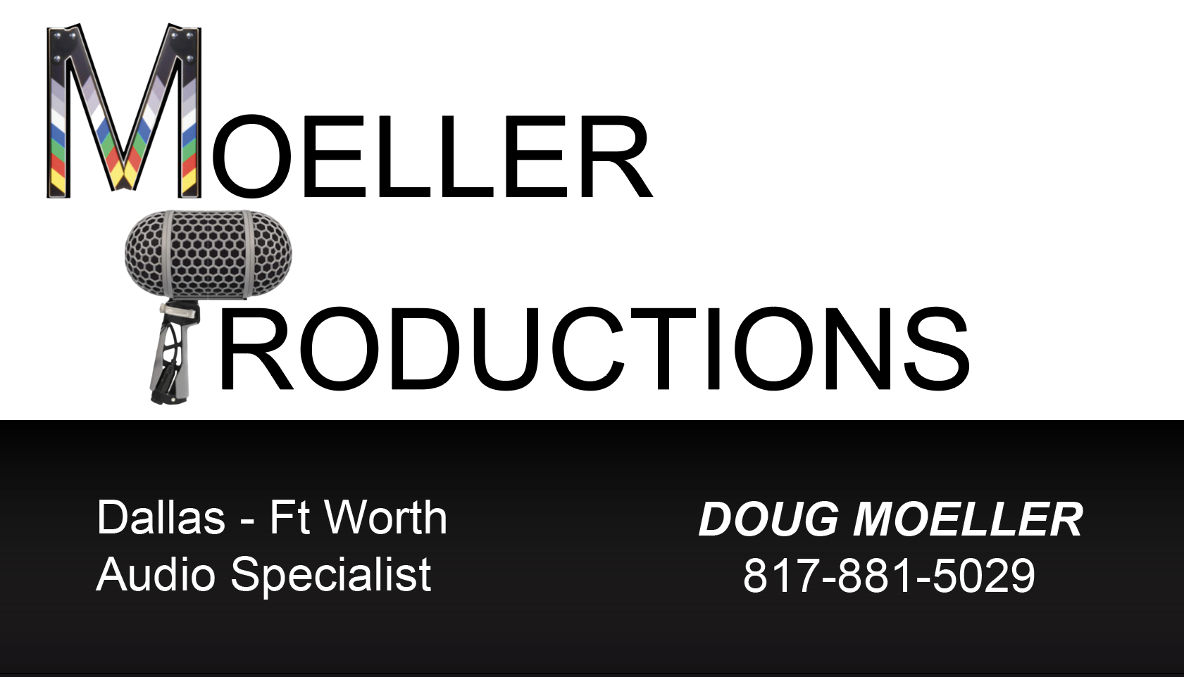 Front of Moeller Productions business card.
